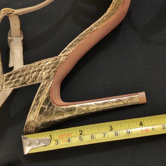 Authentic GOLD leather Python ALEXANDRE BIRMAN Size 8 shoes. 4" heel - Picture 3 of 10